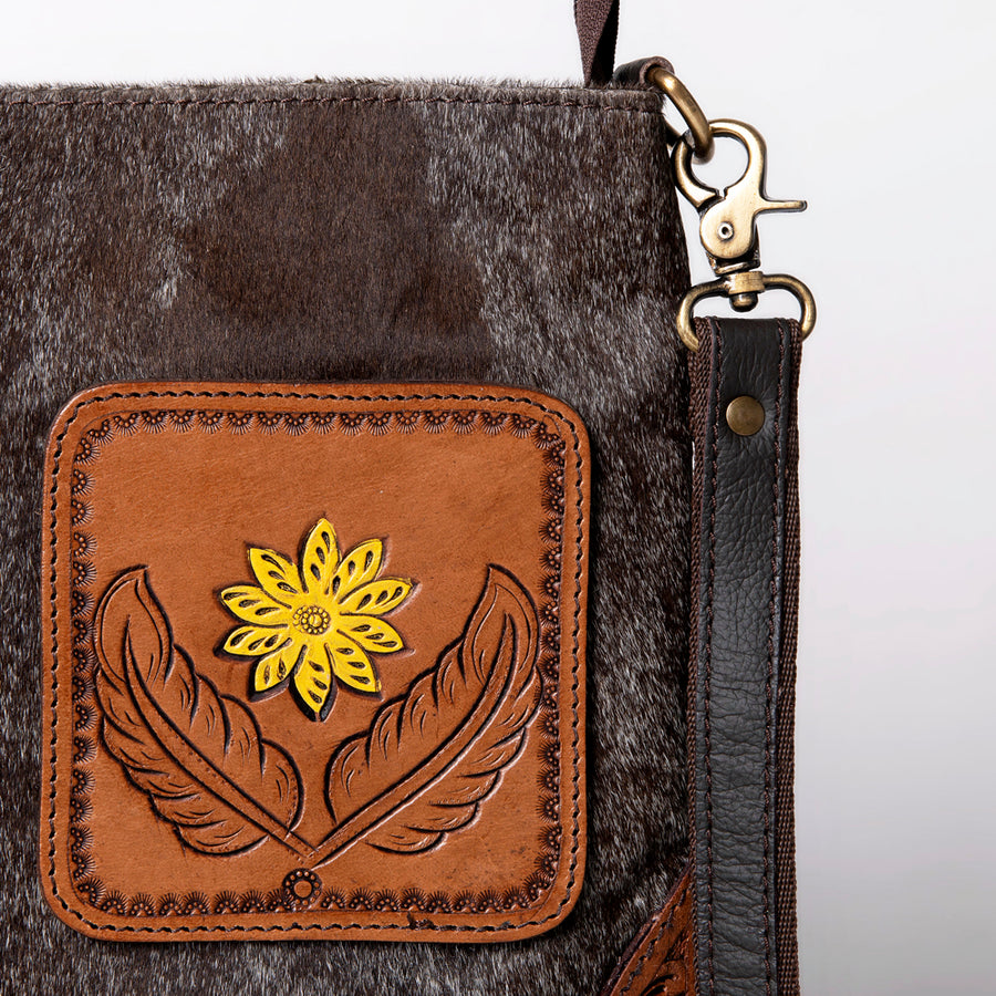 Ohlay Bags KBA119 Cross Body I Hand Tooled Hair-On Genuine Leather Women Bag Western Handbag Purse