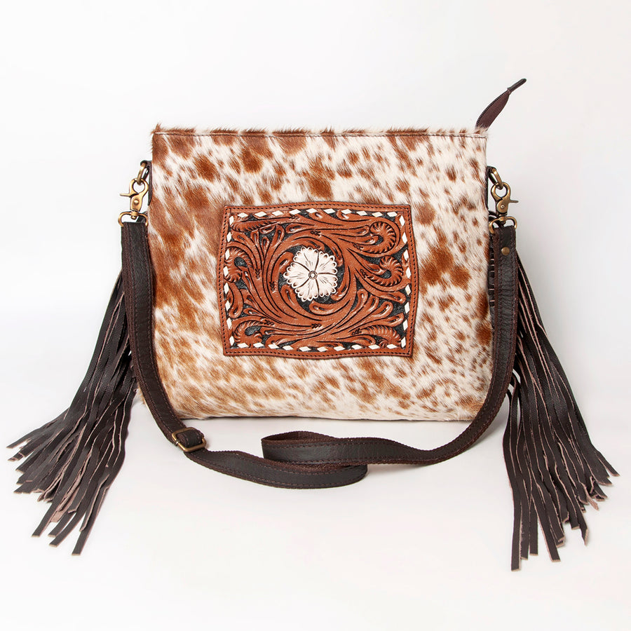 Ohlay Bags KBA124 Cross Body I Hand Tooled Hair-On Genuine Leather Women Bag Western Handbag Purse