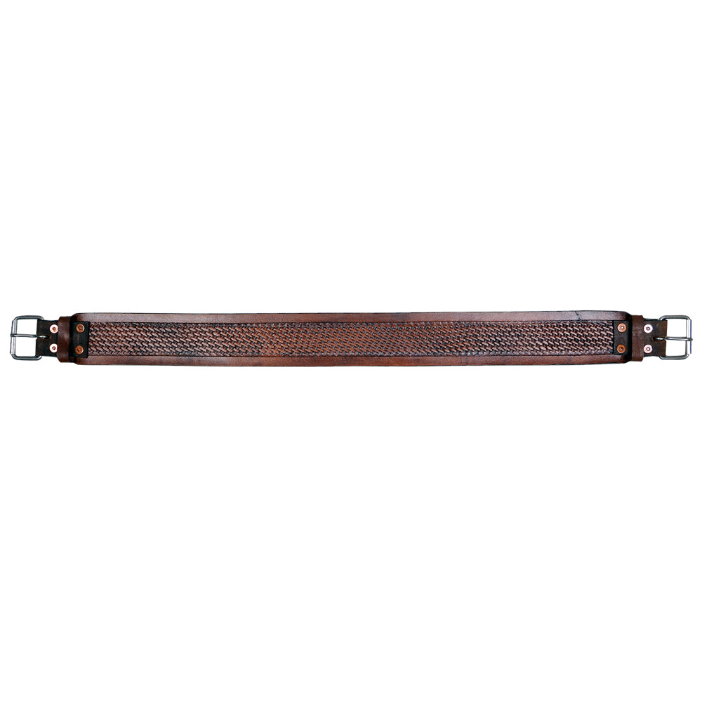 Comfytack Horse Saddle Cinch Girth Handtooled Leather Antique Tan