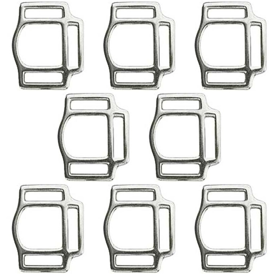 Hilason 1 Inch Malleable iron 3 Way Halter Square Nickel Plated Set of 8 - Uhorse