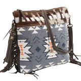 OHLAY KB350 Cross Body Upcycled Canvas Hair-On Genuine Leather women bag western handbag purse