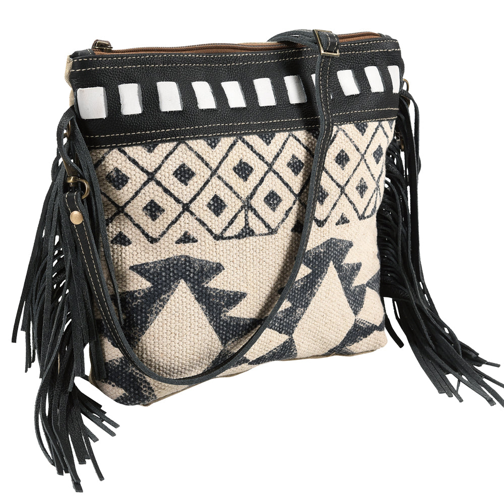 OHLAY KB352 Cross Body Upcycled Wool Upcycled Canvas Hair-On Genuine Leather women bag western handbag purse