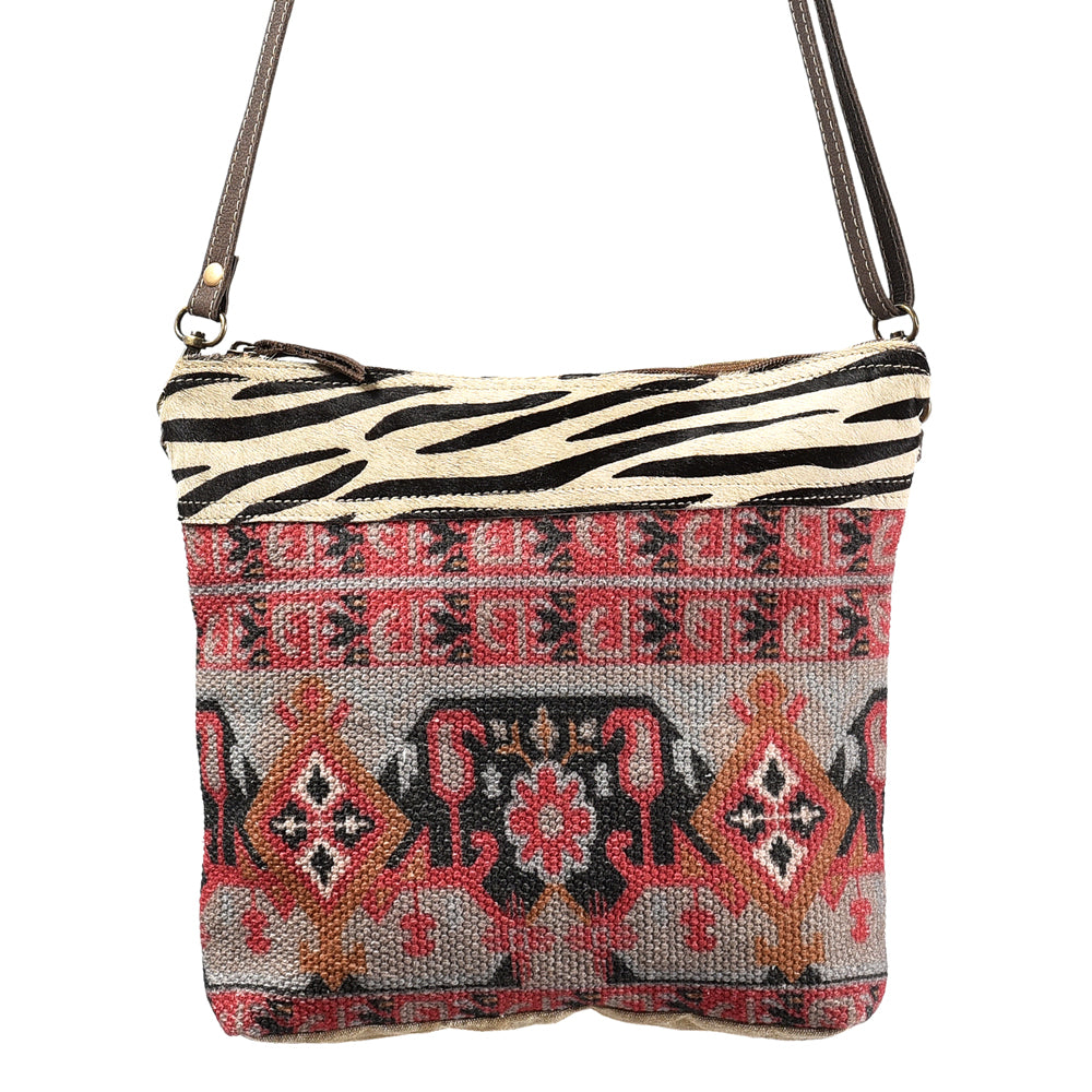 OHLAY KB354 Cross Body Upcycled Wool Upcycled Canvas Hair-On Genuine Leather women bag western handbag purse