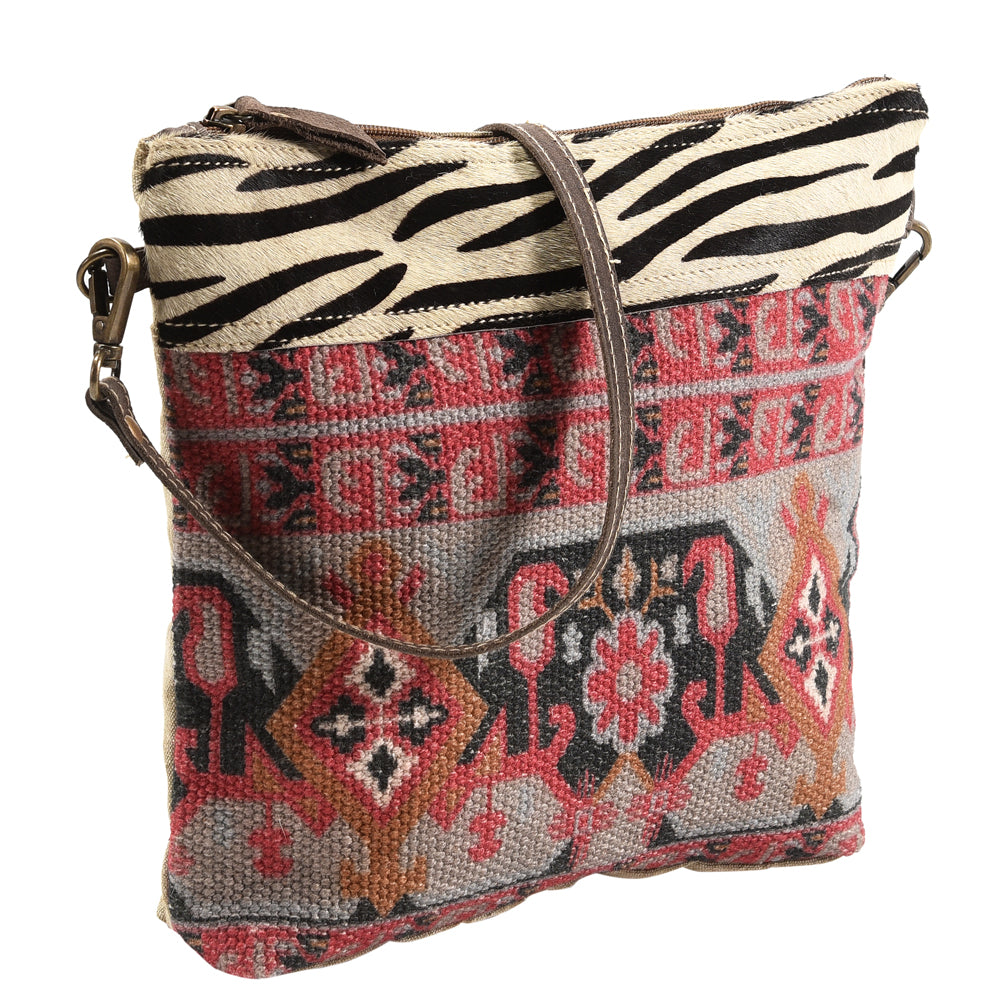 OHLAY KB354 Cross Body Upcycled Wool Upcycled Canvas Hair-On Genuine Leather women bag western handbag purse