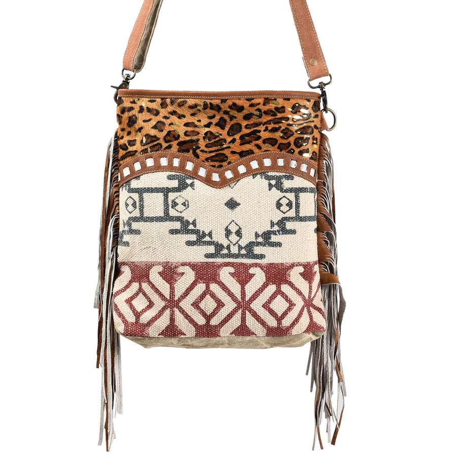 OHLAY Large Crossbody Upcycled Wool Canvas Hair-On Genuine Leather Women's Bag Western Handbag Purse Womens Handbags Purses