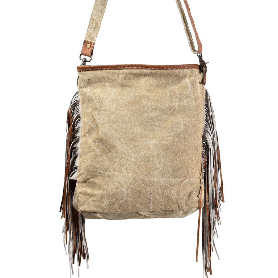 OHLAY Large Crossbody Upcycled Wool Canvas Hair-On Genuine Leather Women's Bag Western Handbag Purse Womens Handbags Purses