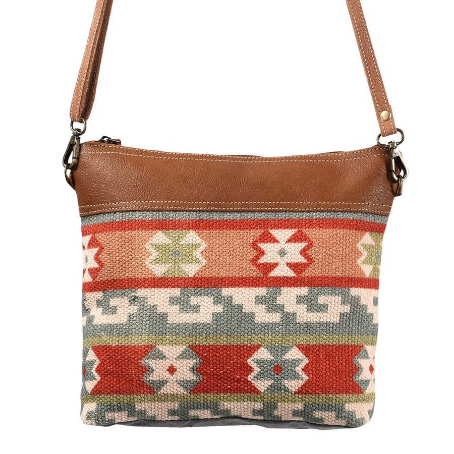 OHLAY Bucket Upcycled Wool Canvas Hair On Genuine Leather Women Bag Western Handbag Purse | Womens Handbags Belt for Summer