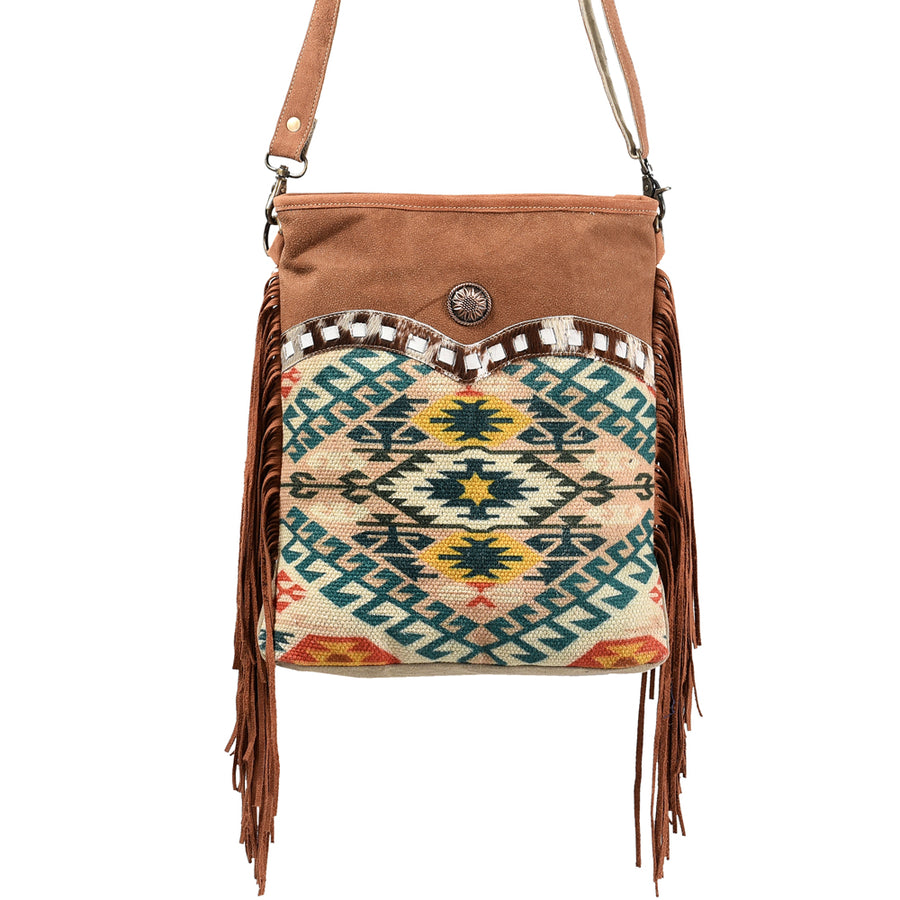 OHLAY Large Crossbody Upcycled Wool Canvas Hair-On Genuine Leather Women's Bag Western Handbag Purse Womens Handbags Purses