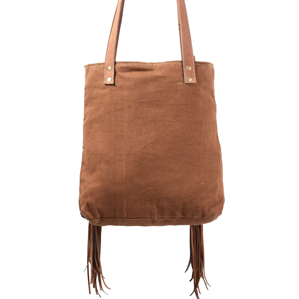 OHLAY KB367 TOTE Hand Tooled Upcycled Wool Canvas Genuine Leather women bag western handbag purse
