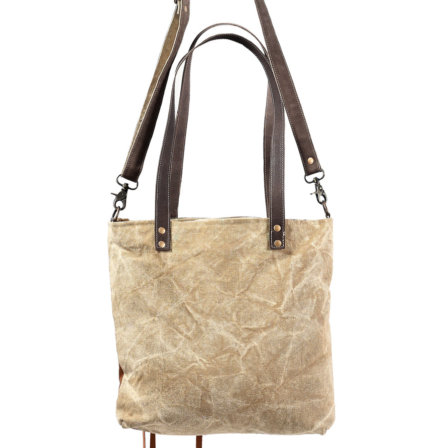 OHLAY KB368 TOTE Upcycled Wool Canvas Genuine Leather women bag western handbag purse