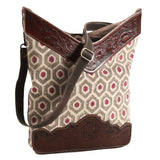 OHLAY MESSENGER Hand Tooled Upcycled Wool Upcycled Canvas  Genuine Leather women bag western handbag purse