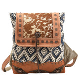 OHLAY KB381 Backpack Upcycled Canvas Hair-On Genuine Leather women bag western handbag purse