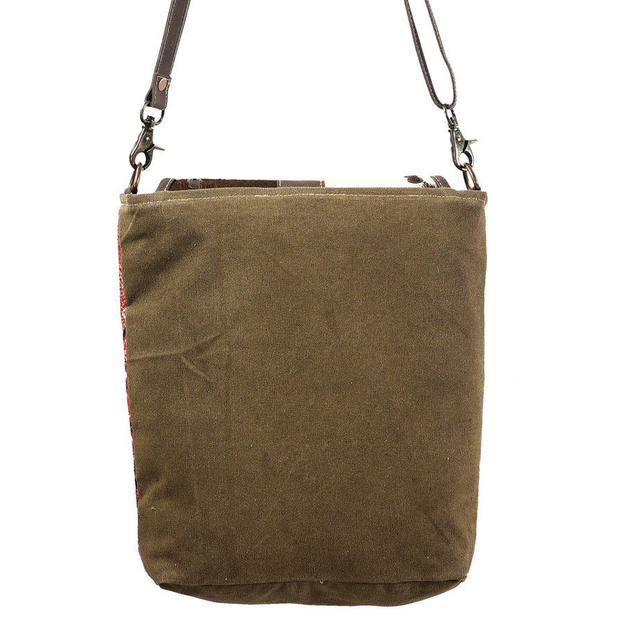 OHLAY Messenger Upcycled Wool Canvas Hair-On Genuine Leather Women's Bag Western Handbag Purse Womens Handbags Purses