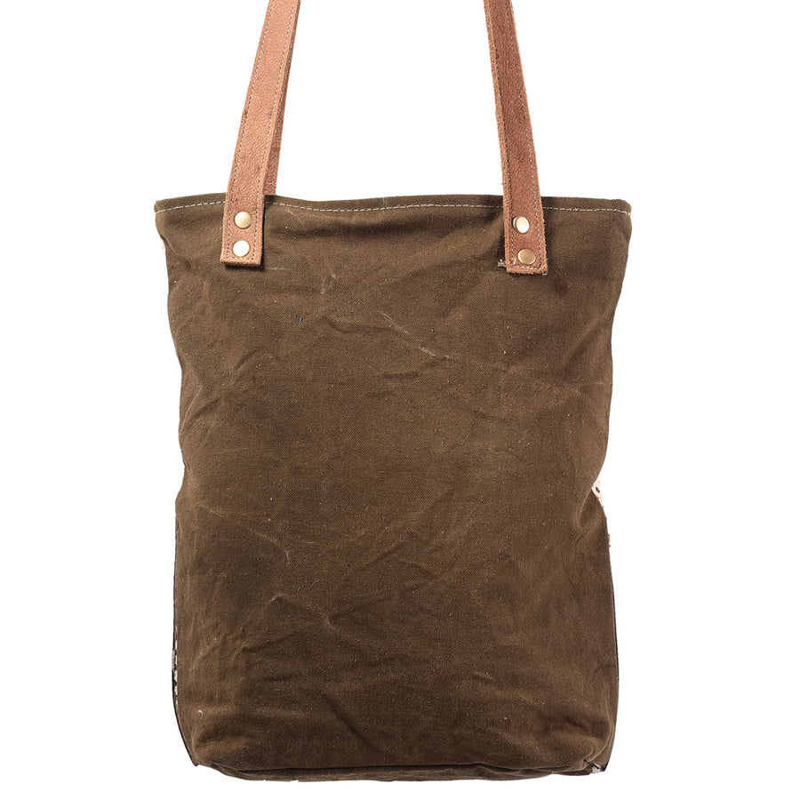 OHLAY KB394 TOTE Hand Tooled Upcycled Wool Canvas Genuine Leather women bag western handbag purse