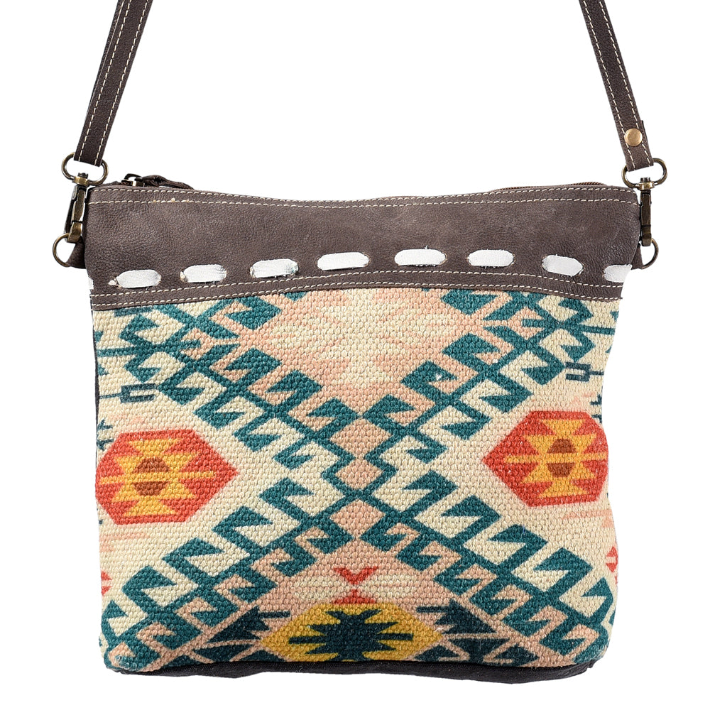 OHLAY KB395 Cross Body Upcycled Wool Upcycled Canvas Genuine Leather women bag western handbag purse