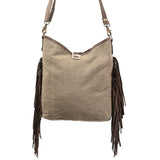 OHLAY KB396 Cross Body Hand Tooled Upcycled Wool Upcycled Canvas Hair-On Genuine Leather women bag western handbag purse