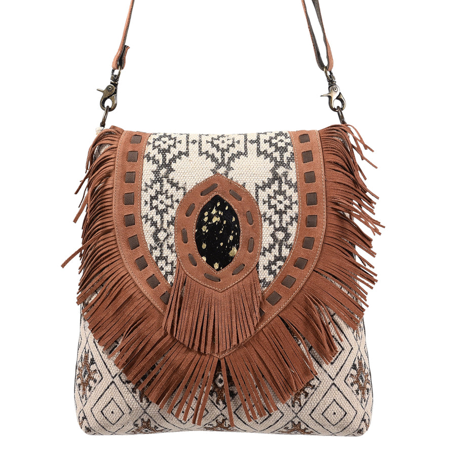 OHLAY Messenger Upcycled Wool Canvas Hair-On Genuine Leather Women's Bag Western Handbag Purse Womens Handbags Purses