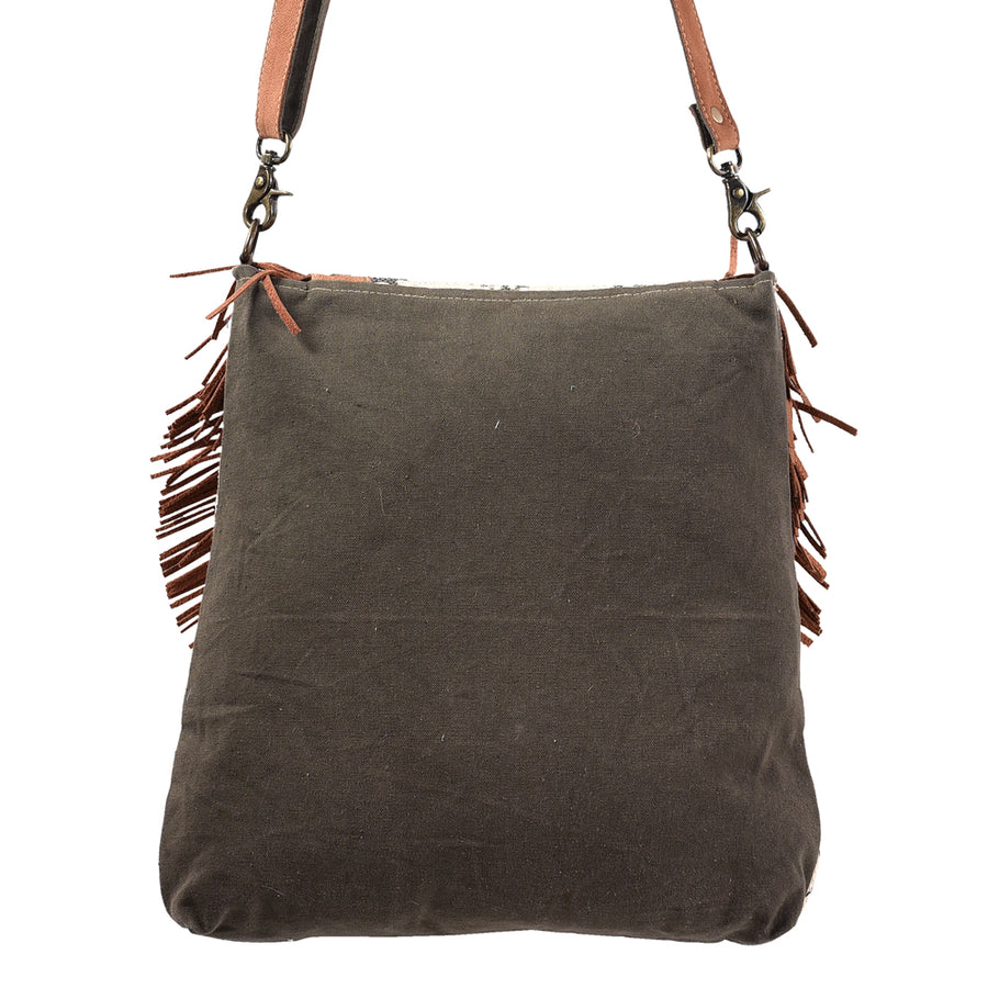 OHLAY Messenger Upcycled Wool Canvas Hair-On Genuine Leather Women's Bag Western Handbag Purse Womens Handbags Purses