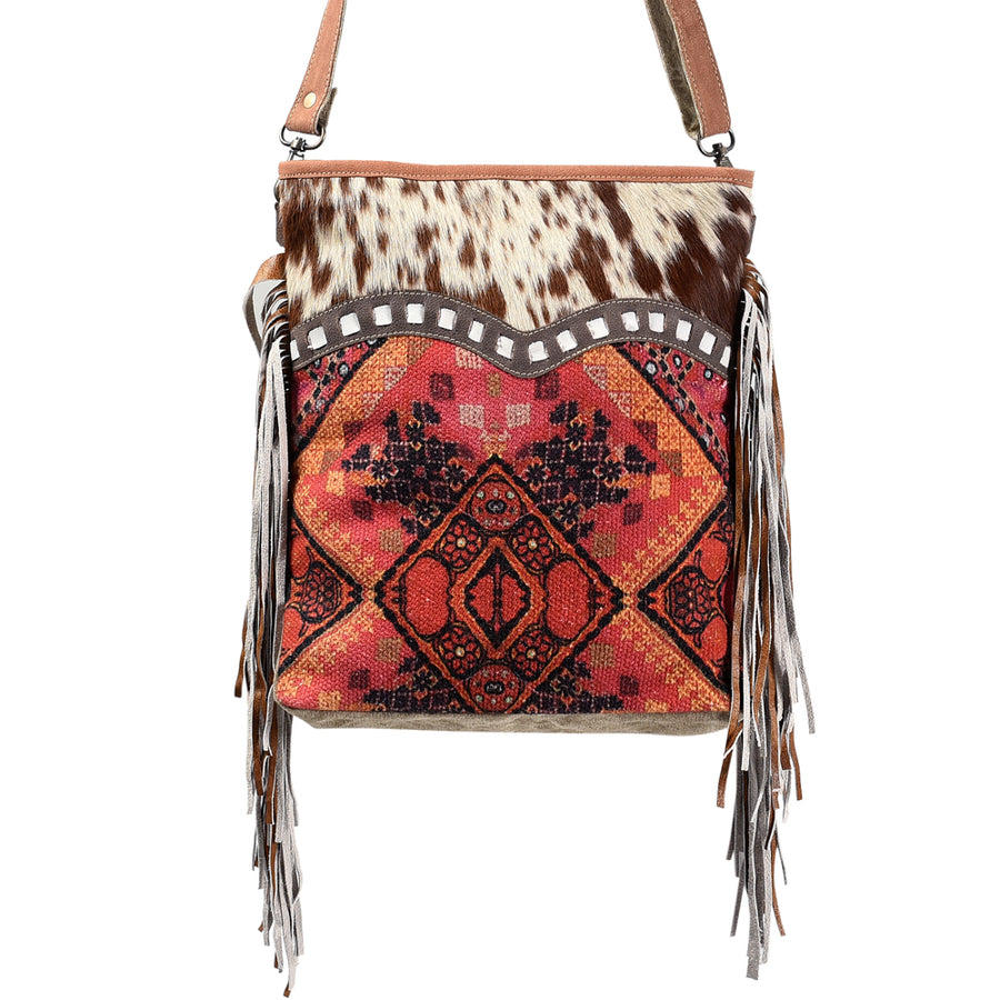 OHLAY Large Crossbody Upcycled Wool Canvas Hair-On Genuine Leather Women's Bag Western Handbag Purse Womens Handbags Purses