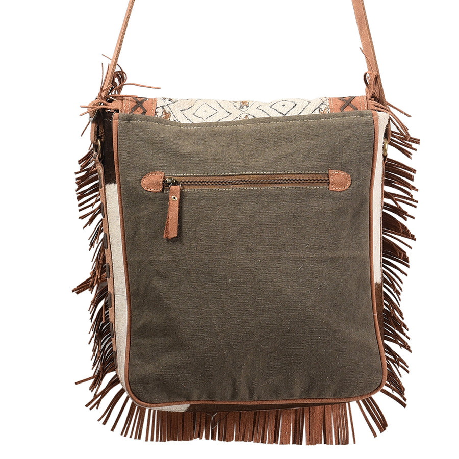 OHLAY Messenger Upcycled Wool Canvas Hair-On Genuine Leather Women's Bag Western Handbag Purse Womens Handbags Purses