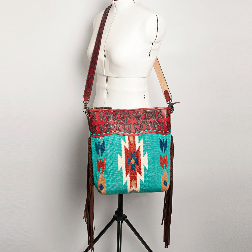 American Darling Cross Body Hand Tooled Saddle Blanket Genuine Leather Western Women Bag Handbag Purse | Crossbody for Cute