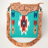 American Darling Cross Body Saddle Blanket Fabric Genuine Leather Western Women Bag | Handbag Purse Crossbody for Cute