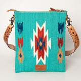 American Darling Cross Body Saddle Blanket Fabric Genuine Leather Western Women Bag | Handbag Purse Crossbody for Cute