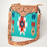 American Darling Cross Body Saddle Blanket Fabric Genuine Leather Western Women Bag | Handbag Purse Crossbody for Cute