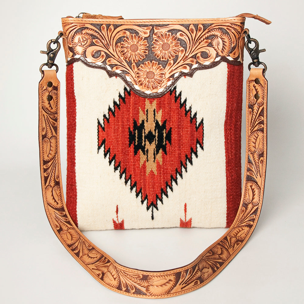 American Darling Cross Body Saddle Blanket Fabric Genuine Leather Western Women Bag | Handbag Purse Crossbody for Cute