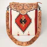 American Darling Cross Body Saddle Blanket Fabric Genuine Leather Western Women Bag | Handbag Purse Crossbody for Cute