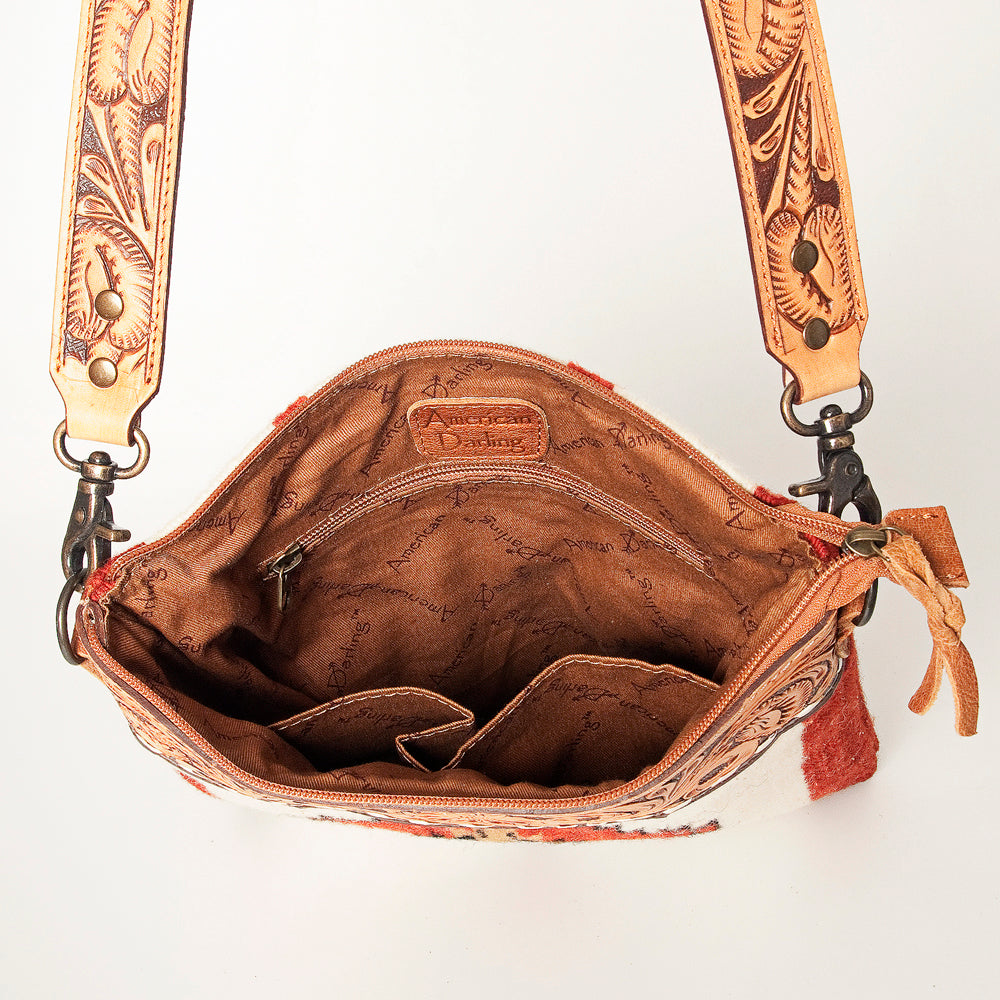 American Darling Cross Body Saddle Blanket Fabric Genuine Leather Western Women Bag | Handbag Purse Crossbody for Cute