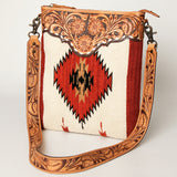 American Darling Cross Body Saddle Blanket Fabric Genuine Leather Western Women Bag | Handbag Purse Crossbody for Cute