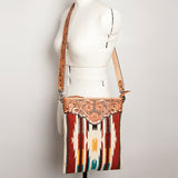 American Darling Cross Body Saddle Blanket Fabric Genuine Leather Western Women Bag | Handbag Purse Crossbody for Cute