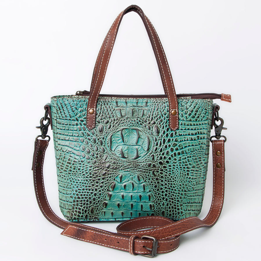 American Darling Tote Bag Crocodile Embossed Genuine Leather Western Handbag for Women Handcrafted Shoulder Bag