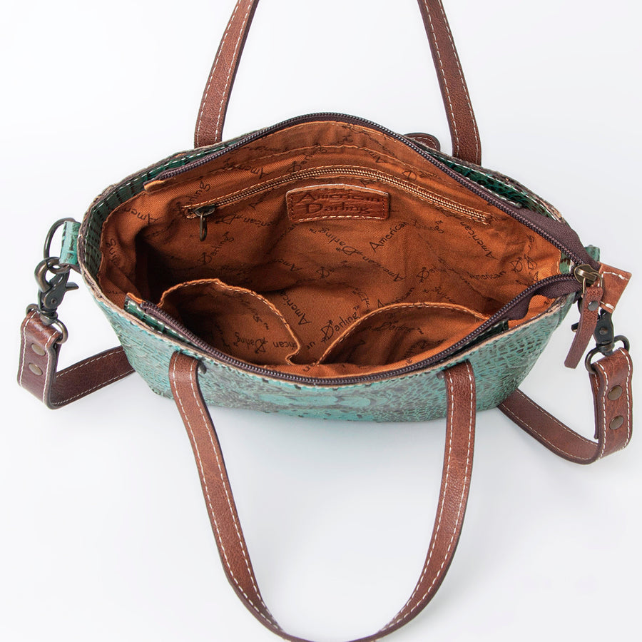 American Darling Tote Bag Crocodile Embossed Genuine Leather Western Handbag for Women Handcrafted Shoulder Bag