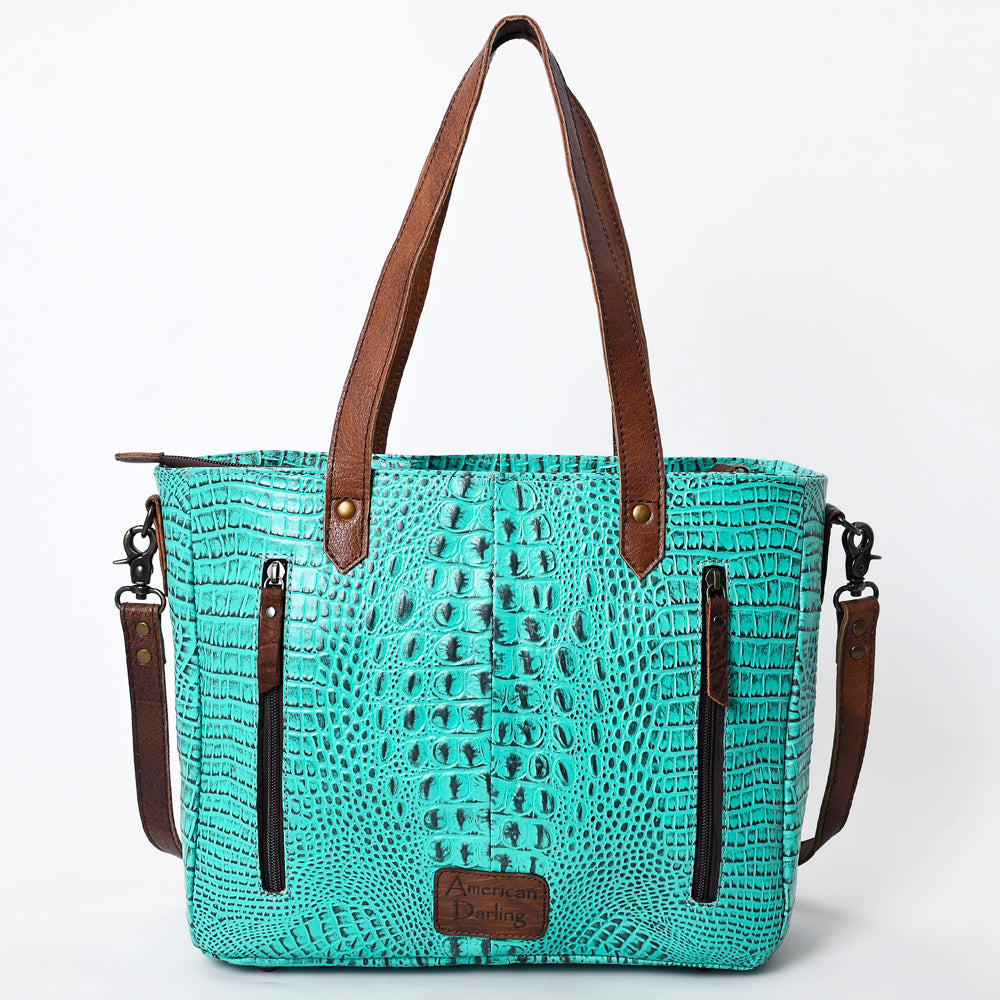 American Darling Tote Crocodile Embossed Genuine Leather Western Women Bag Handbag | for Cute Laptop