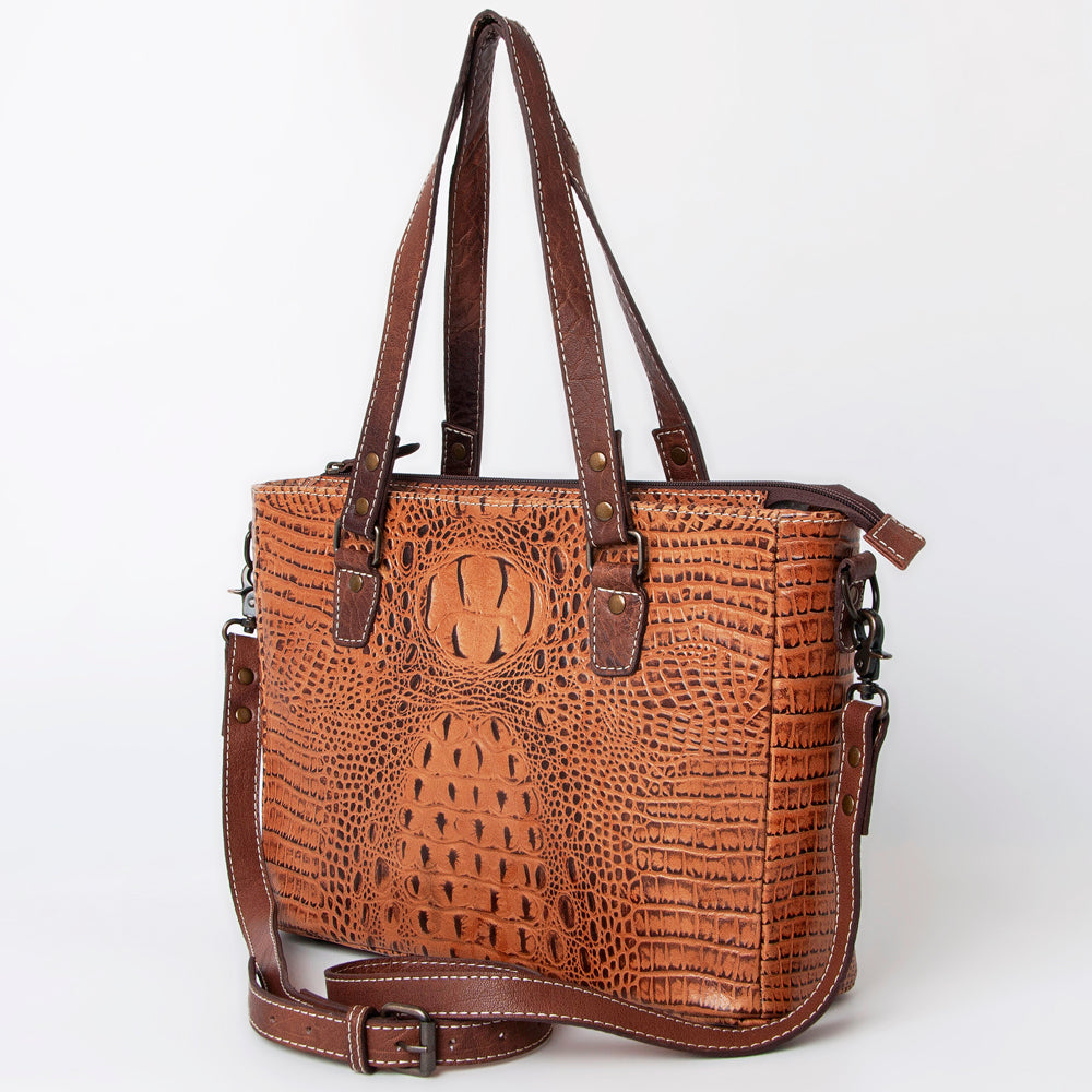 American Darling Tote Crocodile Embossed Genuine Leather Western Women Bag Handbag | for Cute Laptop