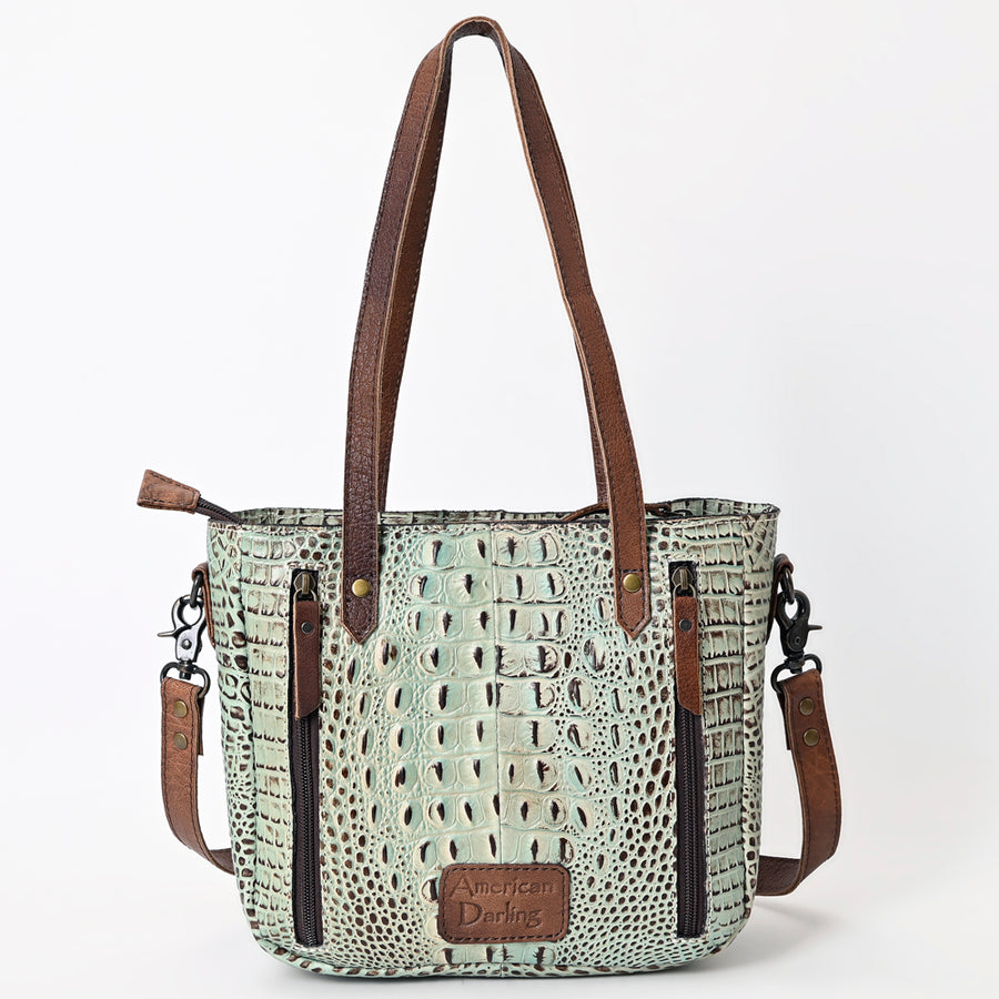 American Darling Tote Bag Crocodile Embossed Genuine Leather Western Handbag for Women Handcrafted Shoulder Bag