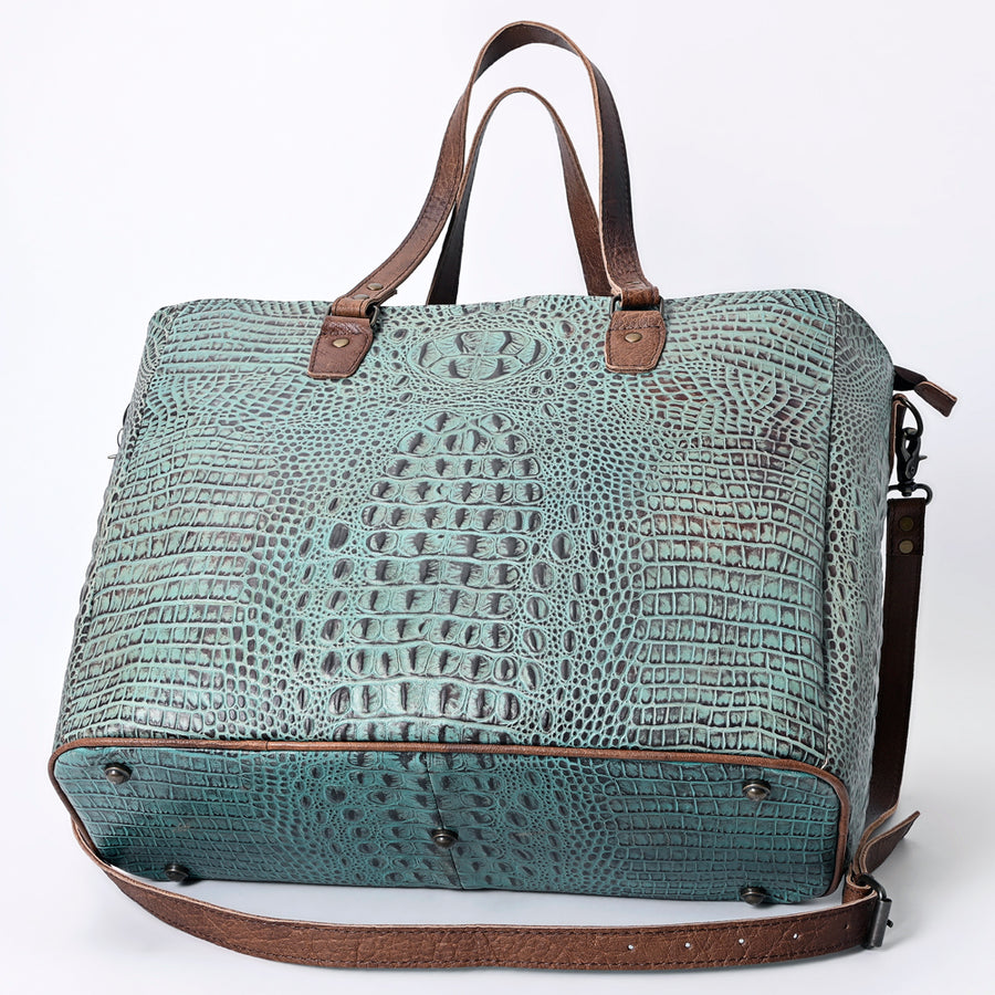 American Darling Western Leather Tote Bag, Crocodile Embossed Full Grain Genuine Leather, Eco-Friendly Large Shopper Bag
