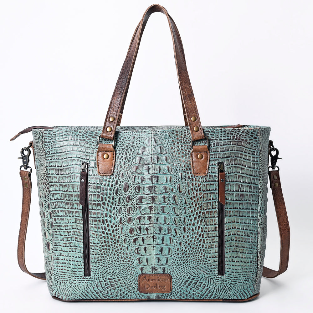 American Darling Tote Crocodile Embossed Genuine Leather Western Women Bag Handbag | for Cute Laptop