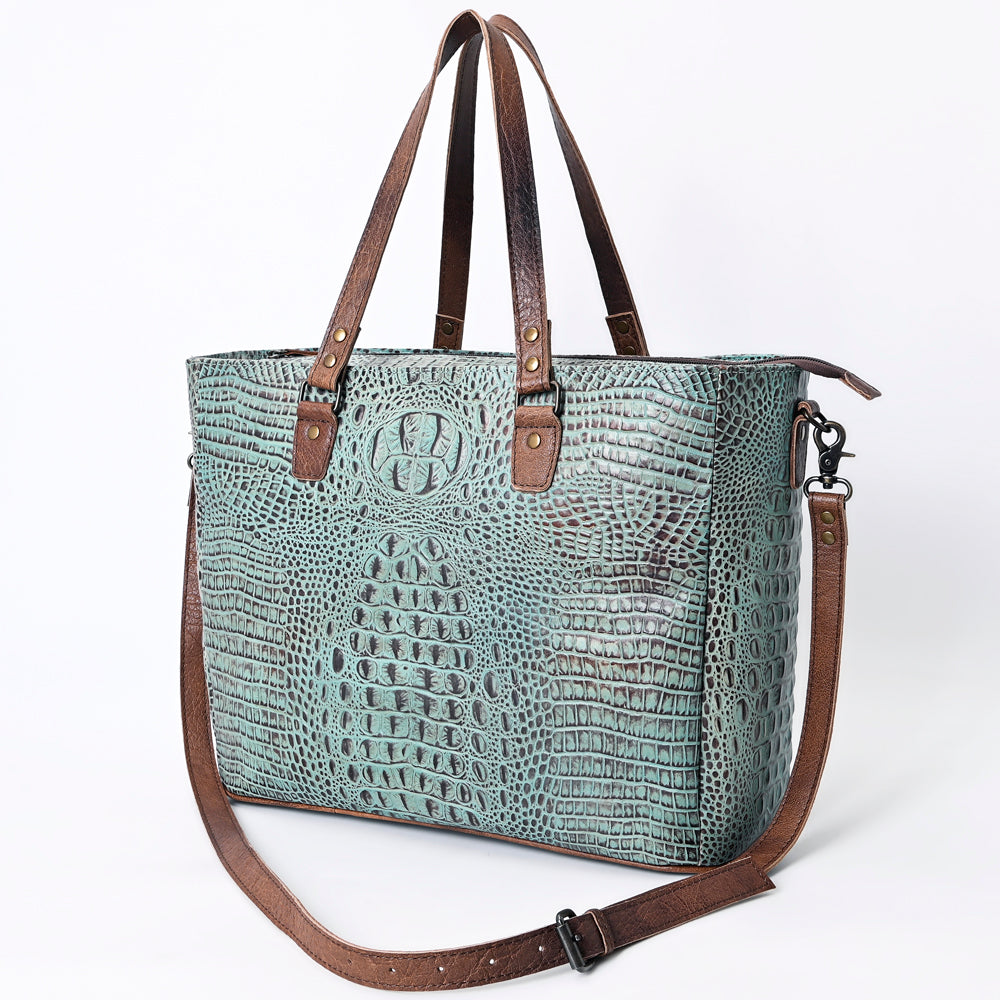American Darling Tote Crocodile Embossed Genuine Leather Western Women Bag Handbag | for Cute Laptop