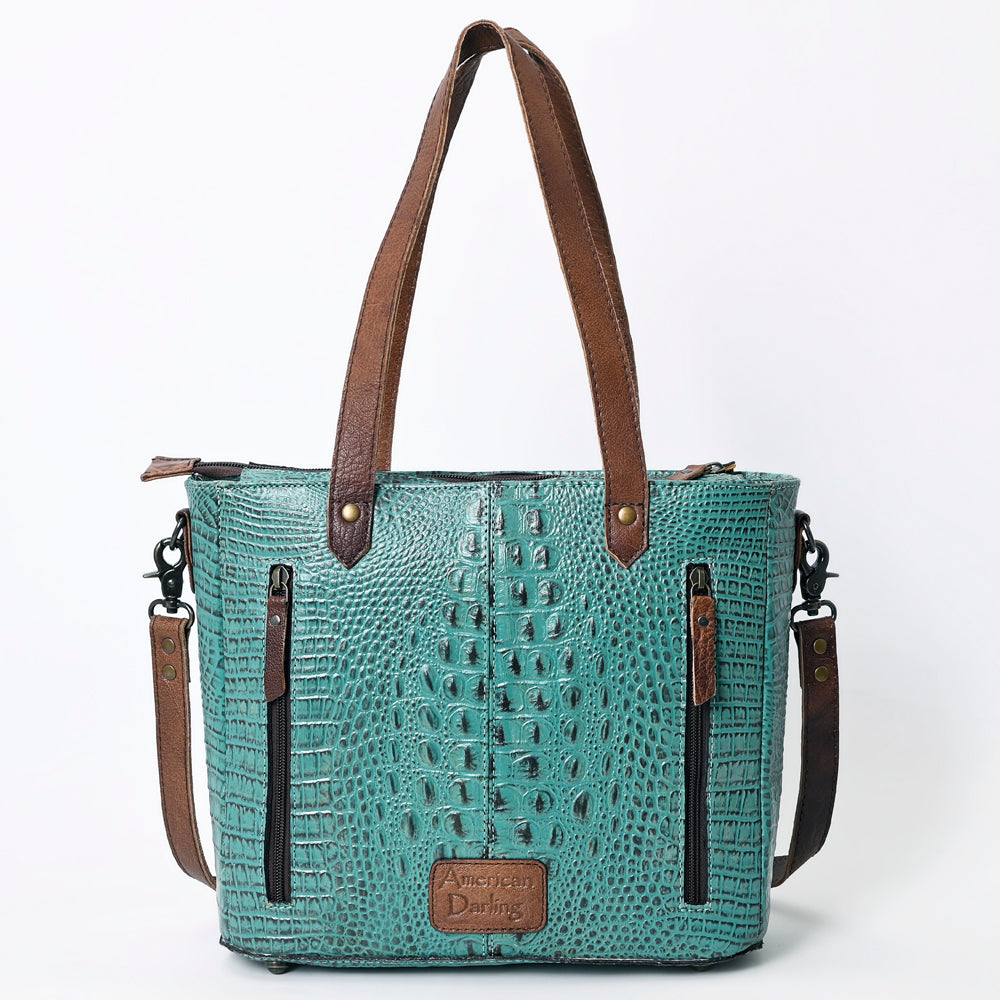 American Darling Tote Crocodile Embossed Genuine Leather Western Women Bag Handbag | for Cute Laptop