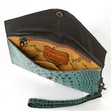 American Darling Coin Purse Crocodile Embossed Genuine Leather Western Women Bag | Handbag Wallet Purses