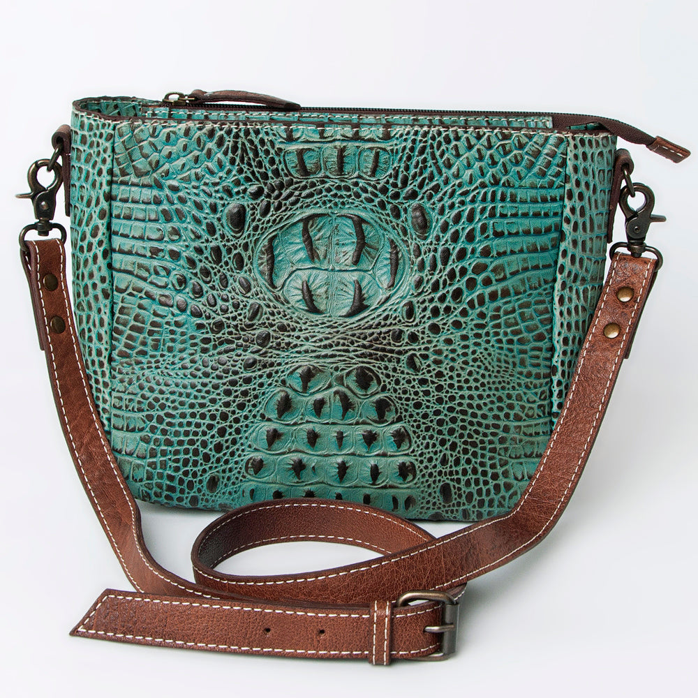 American Darling Messenger Crocodile Embossed Genuine Leather Western Women Bag Handbag Purse | Cute