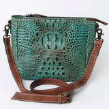 American Darling Messenger Crocodile Embossed Genuine Leather Western Women Bag Handbag Purse | Cute