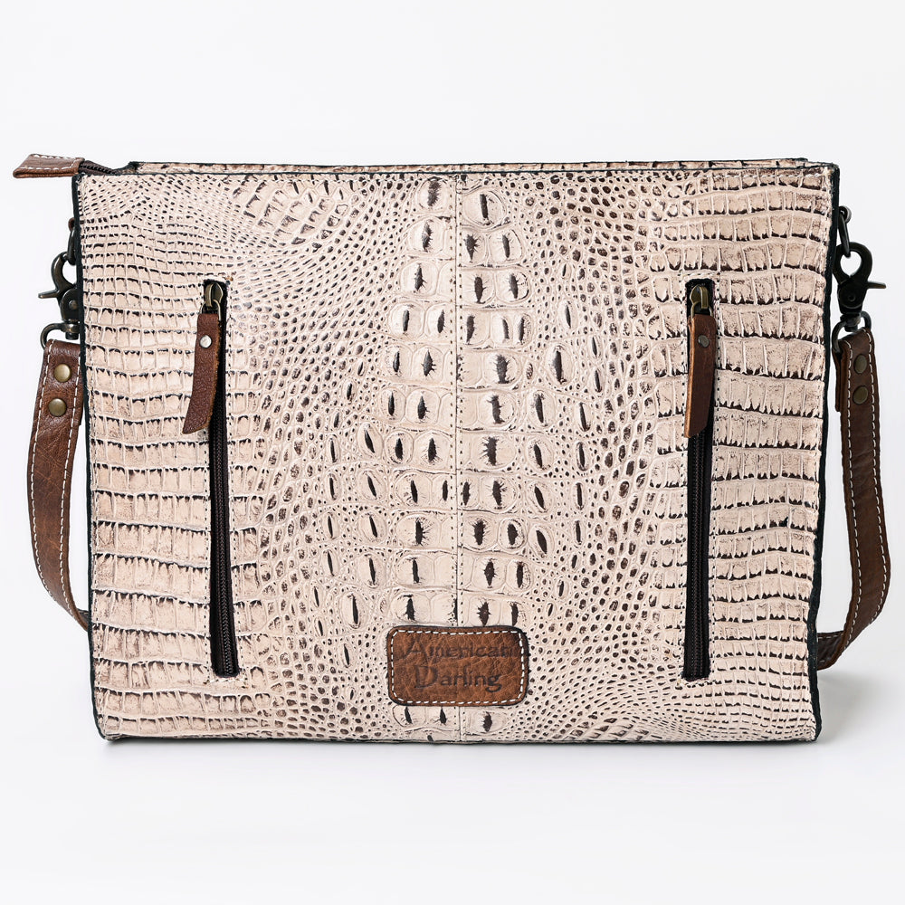 American Darling Messenger Crocodile Embossed Genuine Leather Western Women Bag Handbag Purse | Cute