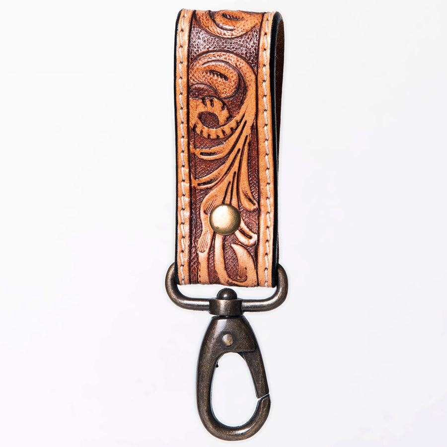 American Darling ADKR210D Hand Tooled Carved Genuine Leather Keyring – by Hilason – Cowboy and equestrian accessories