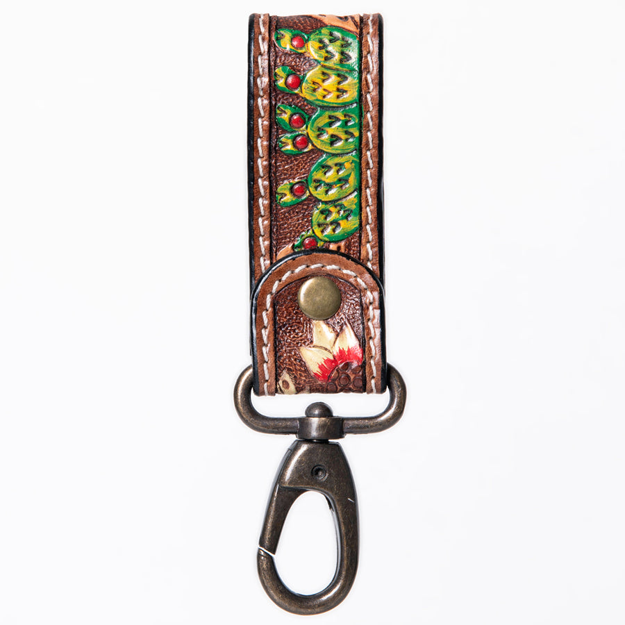 American Darling Hand Tooled Carved Genuine Leather Keyring
