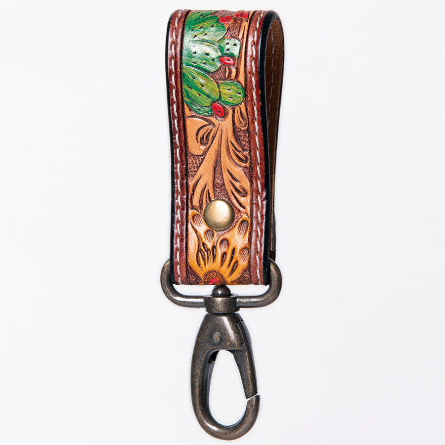 American Darling ADKR210P Hand Tooled Carved Genuine Leather Keyring – by Hilason – Cowboy and equestrian accessories