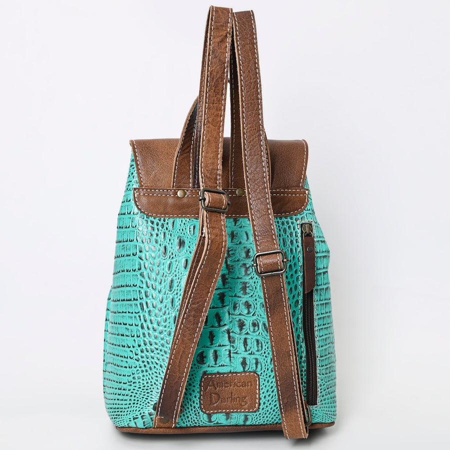 American Darling Western Backpack, Crocodile Embossed Full Grain Genuine Leather, Eco-Friendly Handcrafted Rucksack